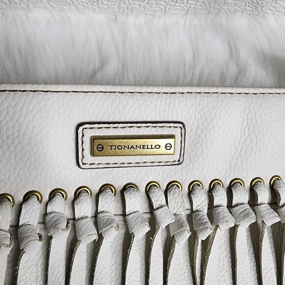 Gorgeous Tignanello white leather fringe shoulder/crossbody bag - Picture 3 of 7